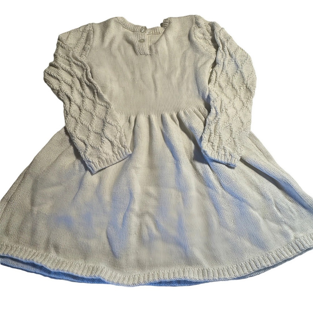 Nannette Girls White Cable Knit Sweater Dress Size 5 Long Sleeve‎ Metallic